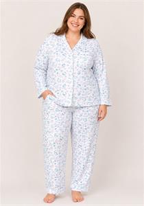 Floral Lyla Long Sleeve 100% Knitted Cotton Pyjamas Set